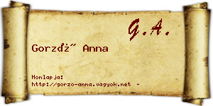 Gorzó Anna névjegykártya